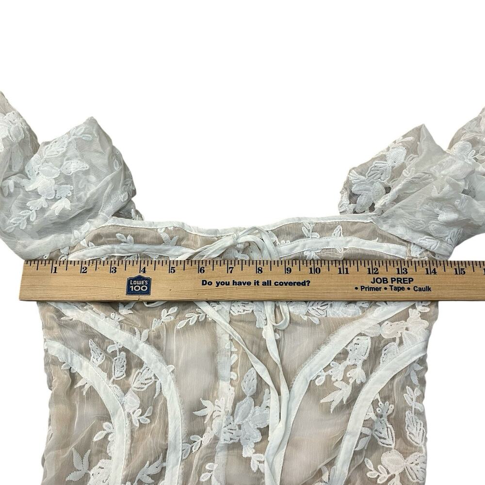 NEW Pretty Little Thing Floral Embroidered Romper Size 2/4 White Coquette Bridal - Picture 6 of 10